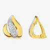 Boucles d'oreilles à clip courbes bicolores plaqué or, rhodium et oxyde de zirconium SO OR