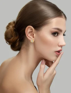 Boucles d'oreilles à clip courbes bicolores plaqué or, rhodium et oxyde de zirconium SO OR