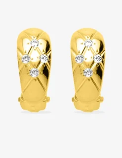 Boucles d'oreilles à clip matelassées plaqué or et oxyde de zirconium SO OR