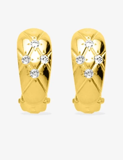 Boucles d'oreilles à clip matelassées plaqué or et oxyde de zirconium SO OR