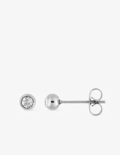Boucles d'oreilles acier bouton avec oxyde de zirconium SO OR