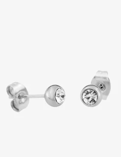 Boucles d'oreilles acier bouton avec oxyde de zirconium SO OR