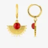 Boucles d'oreilles acier doré, motif et turquoise rouge SO OR