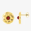 Boucles d'oreilles acier doré et rubis synthétique SO OR