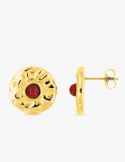 Boucles d'oreilles acier doré et rubis synthétique SO OR