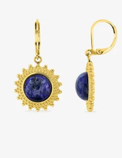 Boucles d'oreilles acier doré brisure et lapis-lazuli bleu SO OR