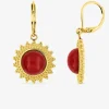 Boucles d'oreilles acier doré brisure et agate rouge SO OR