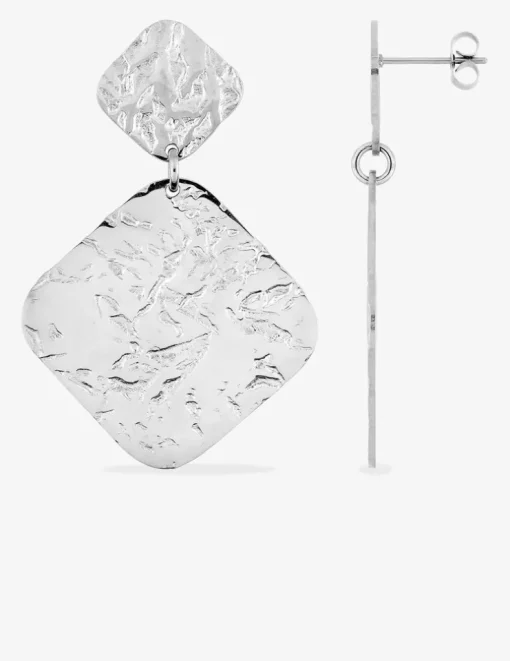 Boucles d'oreilles acier gris losange tendance SO OR