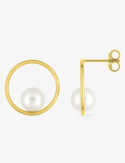 Boucles d'oreilles anneau or jaune 375‰ et perle 6 mm SO OR