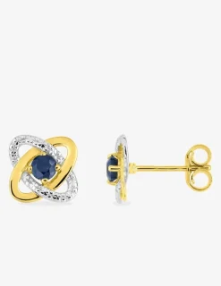 Boucles d'oreilles anneaux bicolores or 750‰ et saphir SO OR