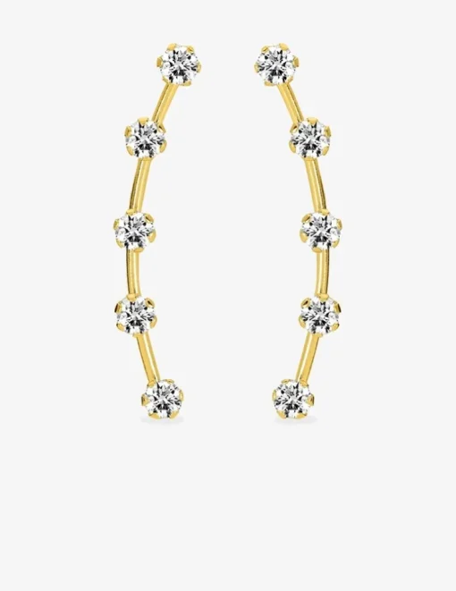 Boucles d'oreilles arc or jaune 375‰ et oxydes de zirconium sertis 6 griffes SO OR