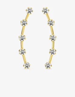 Boucles d'oreilles arc or jaune 375‰ et oxydes de zirconium sertis 6 griffes SO OR