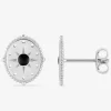 Boucles d'oreilles argent 925 ‰ rhodié motif tendance et laque noire SO OR