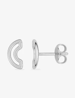 Boucles d'oreilles argent 925 ‰ rhodié clous demi-cercle SO OR
