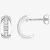 Boucles d'oreilles argent rhodié 925‰ avec oxyde de zirconium 11mm 2,60 g SO OR