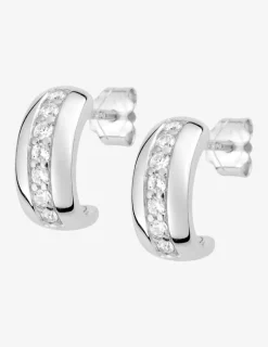 Boucles d'oreilles argent rhodié 925‰ avec oxyde de zirconium 11mm 2,60 g SO OR