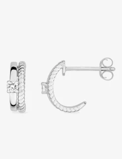 Boucles d'oreilles argent rhodié 925‰ avec oxyde de zirconium 10 mm SO OR
