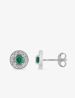 Boucles d'oreilles argent 925‰ rhodié oxyde de zirconium vert accompagné SO OR