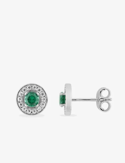 Boucles d'oreilles argent 925‰ rhodié oxyde de zirconium vert accompagné SO OR