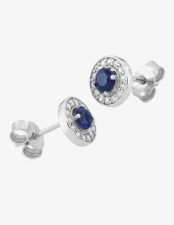 Boucles d'oreilles argent 925‰ rhodié et oxyde de zirconium bleu accompagné SO OR