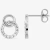 Boucles d'oreilles argent rhodié 925%o avec oxyde de zirconium avec deux ronds SO OR