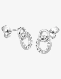 Boucles d'oreilles argent rhodié 925%o avec oxyde de zirconium avec deux ronds SO OR