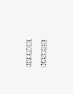 Boucles d'oreilles argent rhodié 925% avec oxyde de zirconium 9 mm SO OR