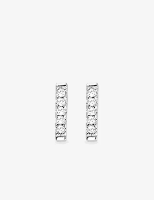 Boucles d'oreilles argent rhodié 925% avec oxyde de zirconium 9 mm SO OR