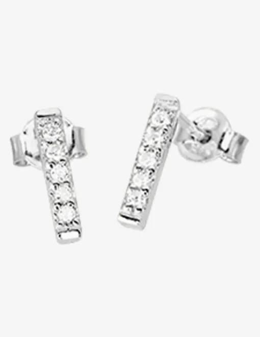 Boucles d'oreilles argent rhodié 925% avec oxyde de zirconium 9 mm SO OR