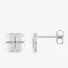Boucles d'oreilles argent 925 ‰ rhodié avec motif trèfle et oxydes de zirconium SO OR
