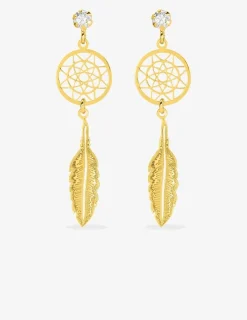 Boucles d'oreilles attrape-rêve or jaune 750‰ et oxyde de zirconium SO OR