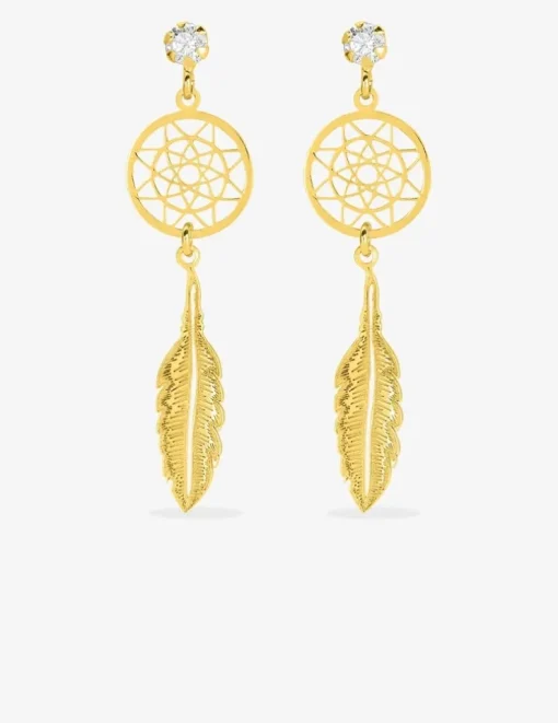 Boucles d'oreilles attrape-rêve or jaune 750‰ et oxyde de zirconium SO OR