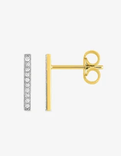 Boucles d'oreilles barrettes en or jaune 375‰ et oxyde de zirconium SO OR