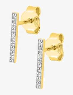 Boucles d'oreilles barrettes en or jaune 375‰ et oxyde de zirconium SO OR