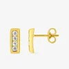 Boucles d'oreilles barrettes en or jaune 375‰ et oxyde de zirconium SO OR