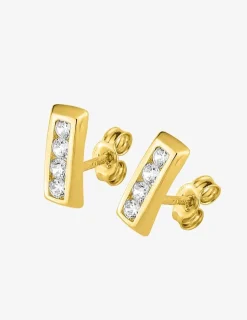 Boucles d'oreilles barrettes en or jaune 375‰ et oxyde de zirconium SO OR