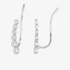 Boucles d'oreilles barrettes argent 925‰ rhodié et oxydes de zirconium sertis clos SO OR