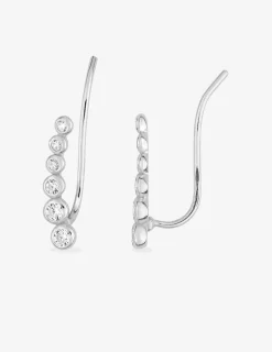 Boucles d'oreilles barrettes argent 925‰ rhodié et oxydes de zirconium sertis clos SO OR