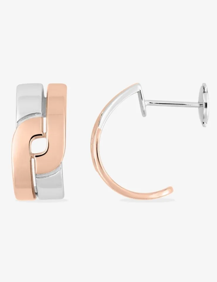 Boucles d'oreilles bicolores argent 925 ‰ bombées SO OR