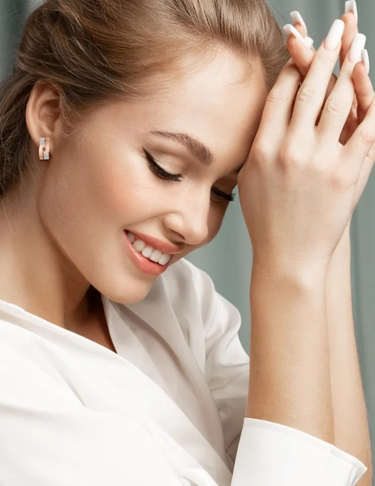 Boucles d'oreilles bicolores argent 925 ‰ bombées SO OR