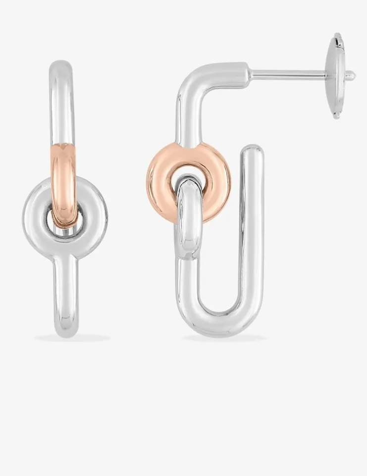 Boucles d'oreilles bicolores argent 925 ‰, fantaisie SO OR