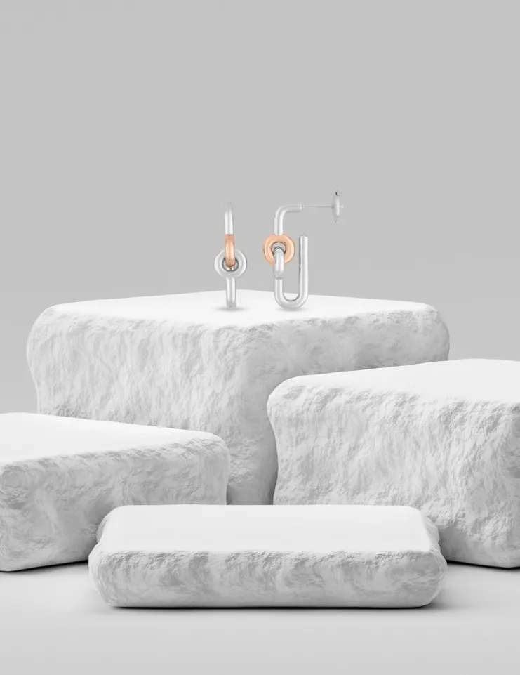 Boucles d'oreilles bicolores argent 925 ‰, fantaisie SO OR