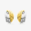 Boucles d'oreilles bicolores demi-créoles or 750 ‰ SO OR