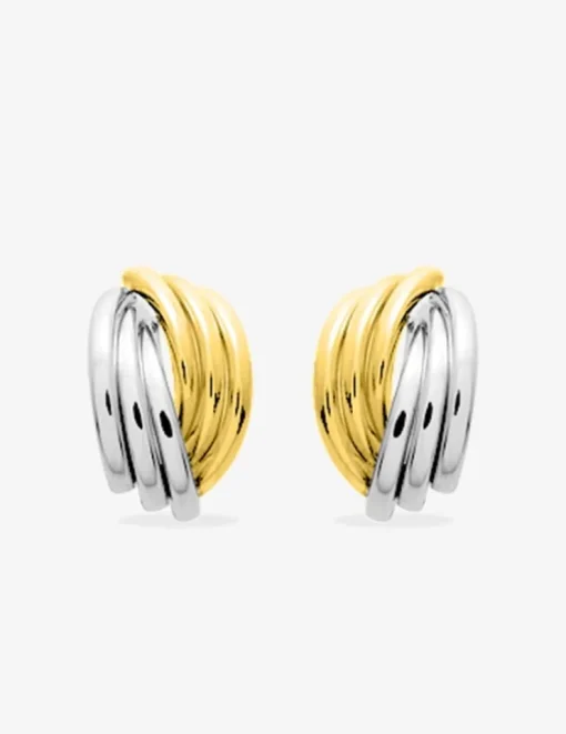 Boucles d'oreilles bicolores demi-créoles or 750 ‰ SO OR