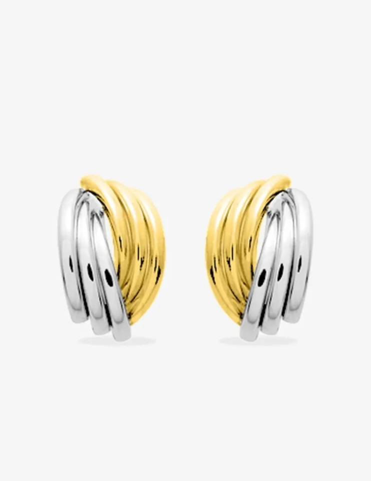Boucles d'oreilles bicolores demi-créoles or 750 ‰ SO OR