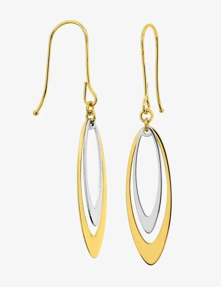 Boucles d'oreilles bicolores pendantes or 375‰ SO OR