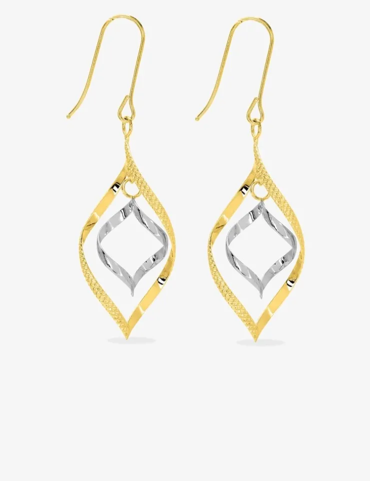 Boucles d'oreilles bicolores pendantes or 375‰ SO OR