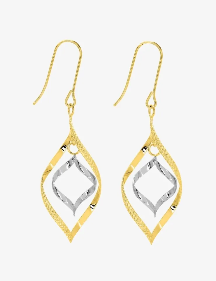 Boucles d'oreilles bicolores pendantes or 375‰ SO OR