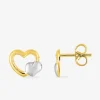 Boucles d'oreilles bicolores cœurs or 375‰ SO OR