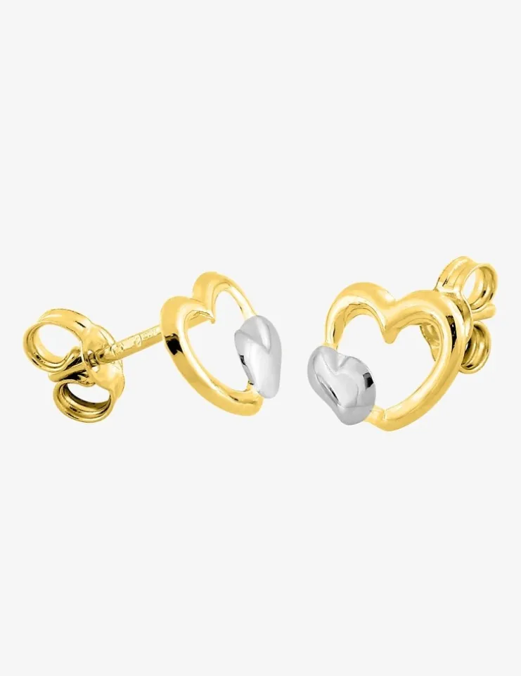 Boucles d'oreilles bicolores cœurs or 375‰ SO OR